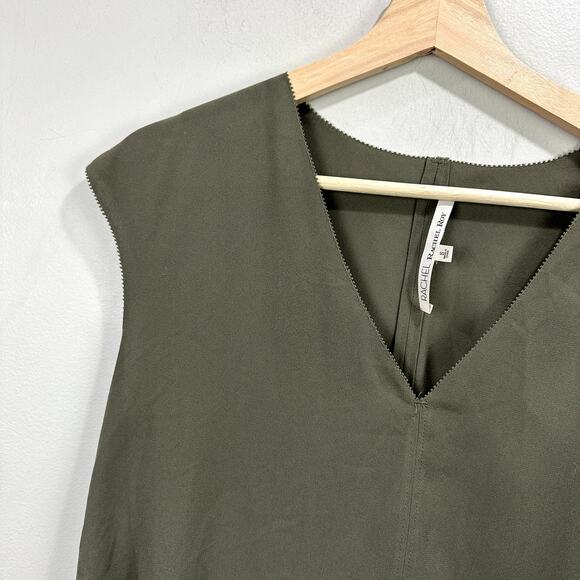 RACHEL Rachel Roy Olive Hunter Green Sleeveless Blouse S Small - Picture 3 of 6